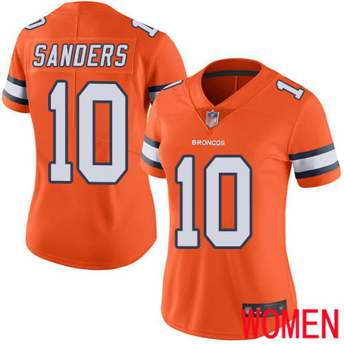 Women Denver Broncos #10 Emmanuel Sanders Limited Orange Rush Vapor Untouchable Football NFL Jersey